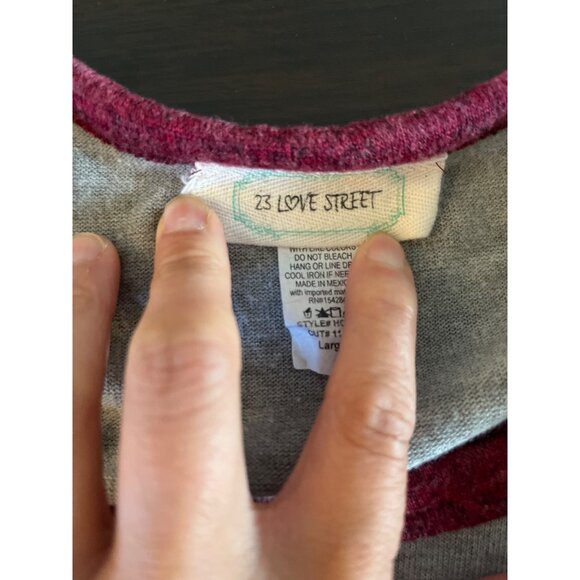 23 Love Street Womens Large Gray Long Sleeve Shirt Grateful Thankful Blessed - Picture 4 of 5